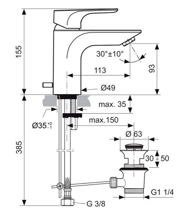 Смеситель для раковины Strada IDEAL STANDARD