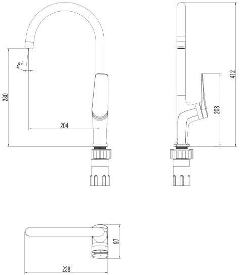 Смеситель для кухни Bronx, черный, Lemark