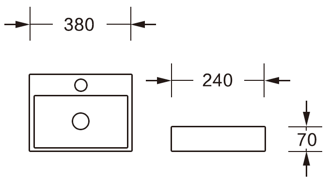 Раковина подвесная прямоугольная PERL (380*240*70), без перелива, белый глянец, MILLEAU 