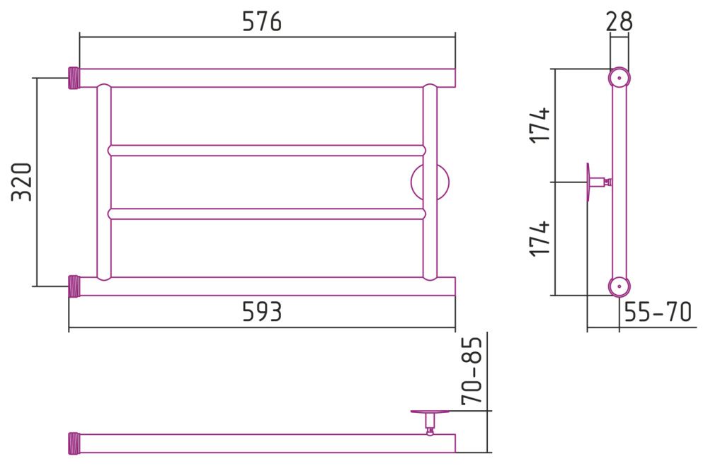 Полотенцесушитель Минор 00600 320х600 (2) П, Стилье
