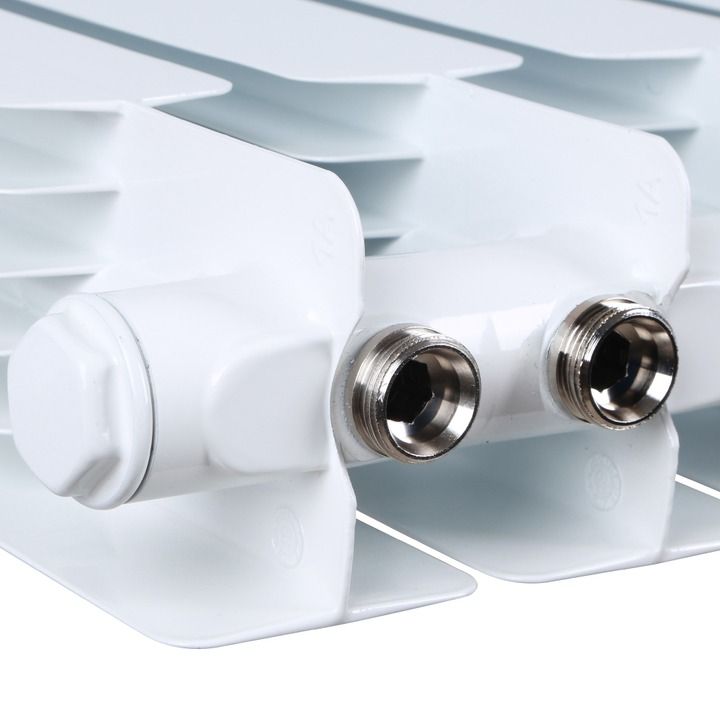 Радиатор биметаллический секционный Space 500/90 мм 8 секций белый нижнее правое подключение STOUT