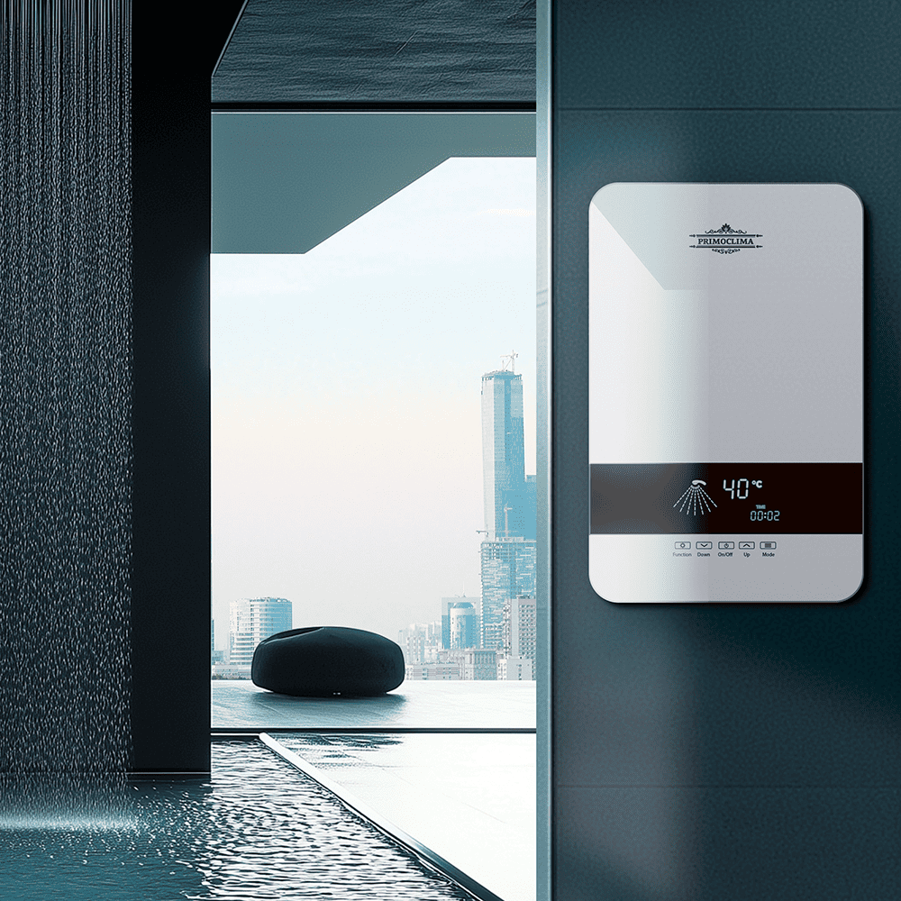 Водонагреватель проточный AQUA 380 (W), 10 кВт, серебристый PRIMOCLIMA