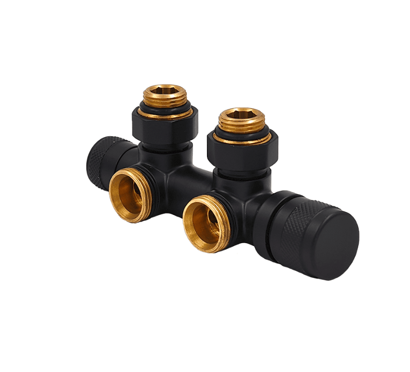 Узел нижнего подключения термостат."Lunar" угловой левый 1/2"х3/4"Е, Черный, Primoclima Armature