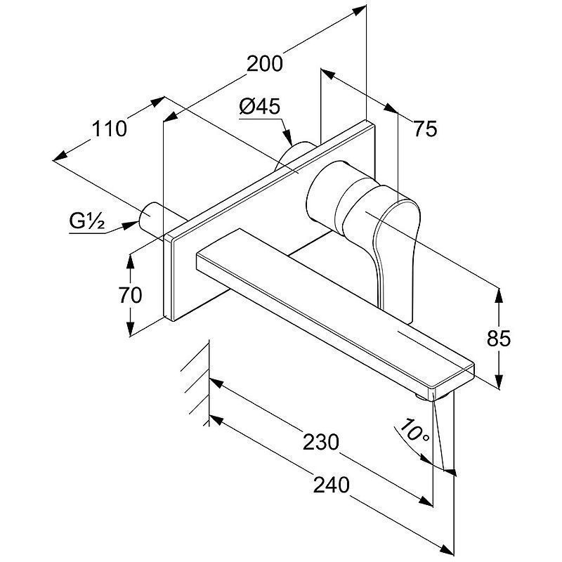 Смеситель для раковины встраиваемый Zenta SL (излив 230), хром KLUDI