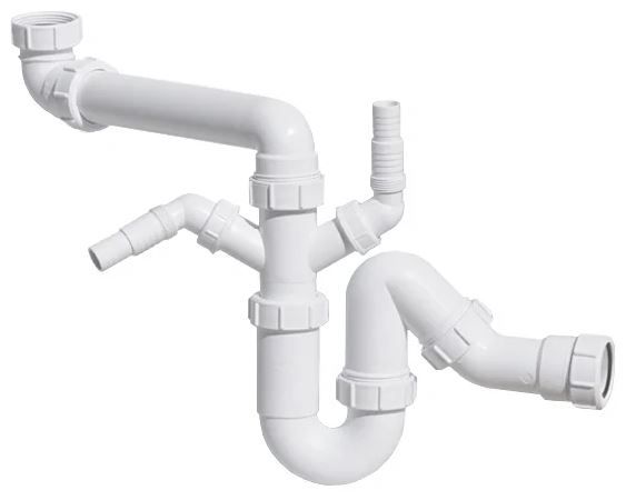 Сифон трубный P/S-обр. (1 1/2"х40мм) без вып. (2 адаптера, с отводн. трубкой, компресс. оконч.) DN40 McAlpine