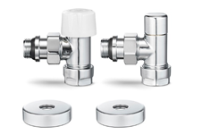 Комплект радиаторных клапанов 1/2х3/4Ek угловой хром Varmega
