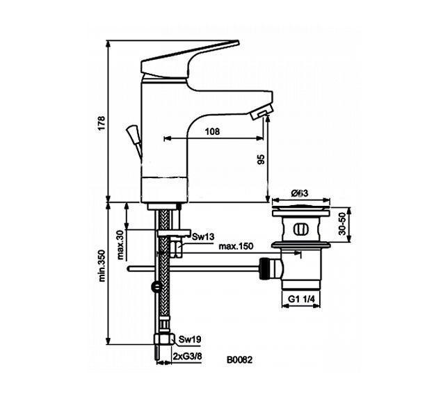 Смеситель д/рак. Slimline II Vessel IDEAL STANDARD