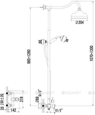 Стойка для душа VILLA бронза LEMARK