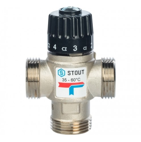 Клапан термостатический смесительный 1" НР 35-60С Kv 2,5 д/систем отопления и ГВС STOUT