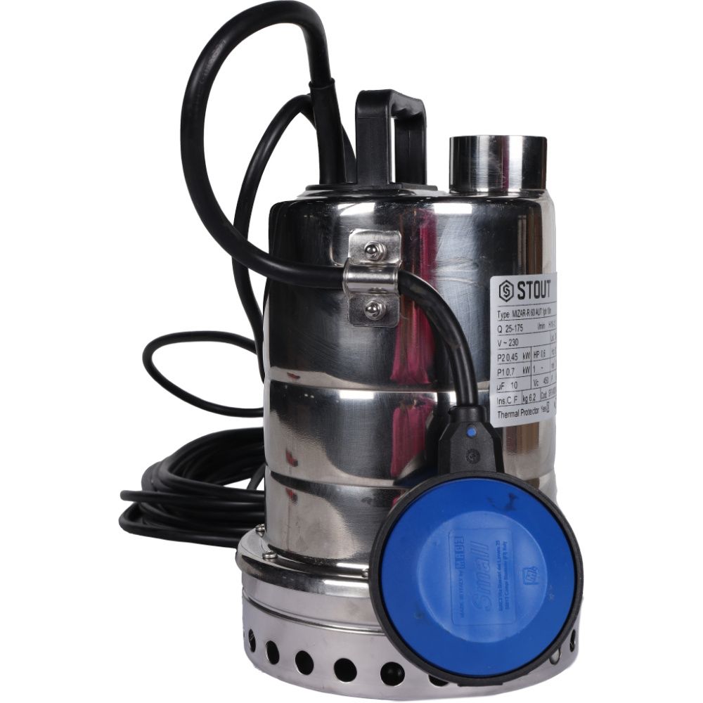 Насос дренажный с поплавком, кабель 10 м, 230V, Q=175 л/мин, H=10 м STOUT