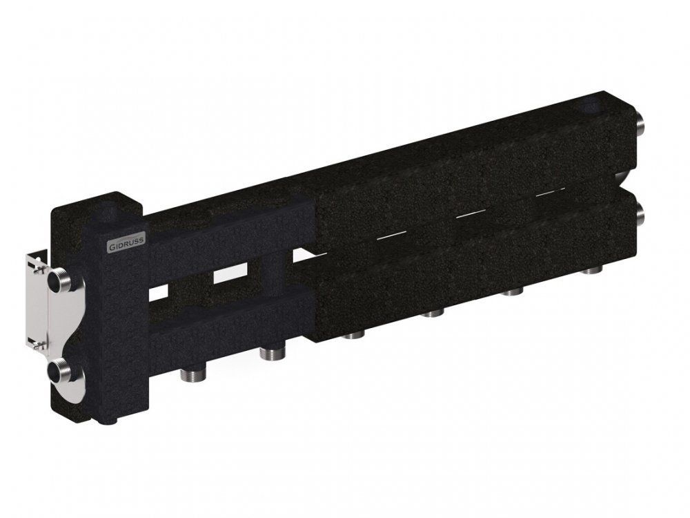 Балансировочный коллектор BM-60-4D.EPP (3 контура вниз или вверх и 1 в сторону, изоляция) GIDRUSS