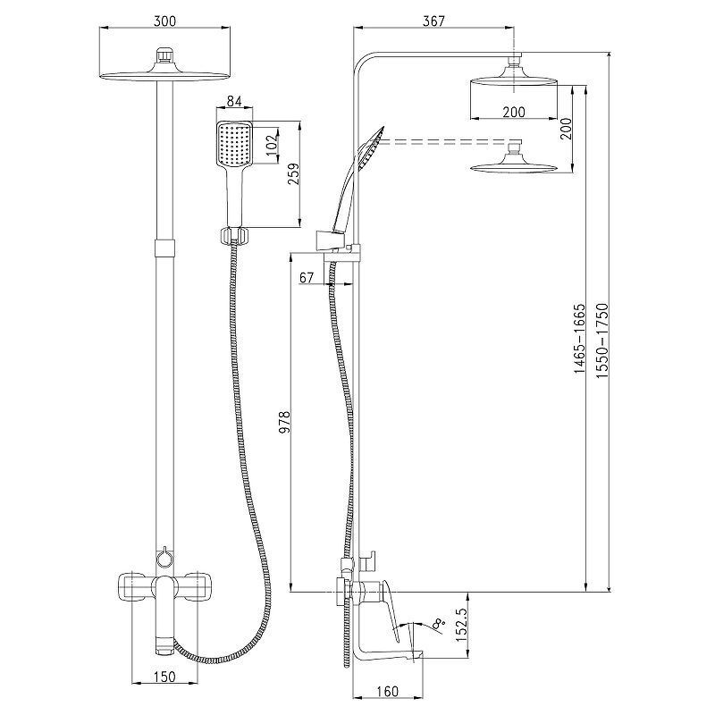 Стойка для ванны и душа ALLEGRO белый/хром LEMARK