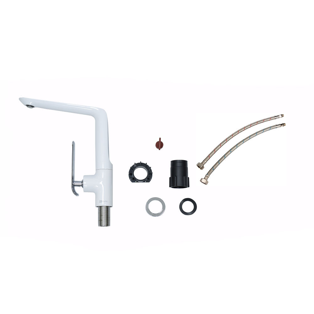 Смеситель для кухни MELANGE, с высоким поворотным изливом, хром/белый, LEMARK