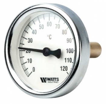 Термометр биметаллический погружной F+R801 (1/2", Ду100, 120С, L75, аксиальный), Watts