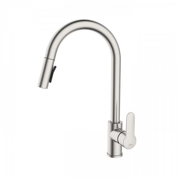 Смеситель кухонный с вытяжным изливом Cuba, сталь матовая (сатин) IDDIS