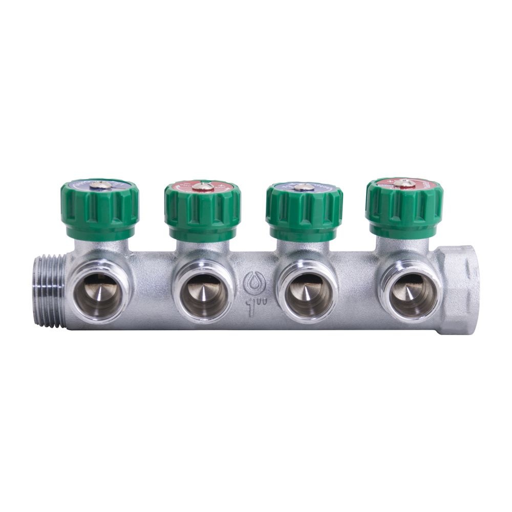 Коллектор регулирующий 1" ВН  4 вых. 3/4" НР, евроконус Gappo