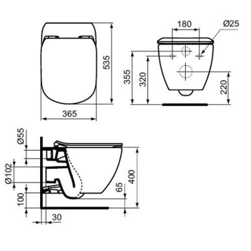 Унитаз подвесной TESI AquaBlade®, глубокий смыв, IDEAL STANDARD