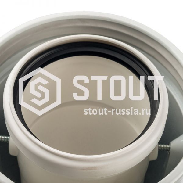 Адаптер конденсац. 90° DN60/100 м/п PP-FE(совместим с Bosch) STOUT