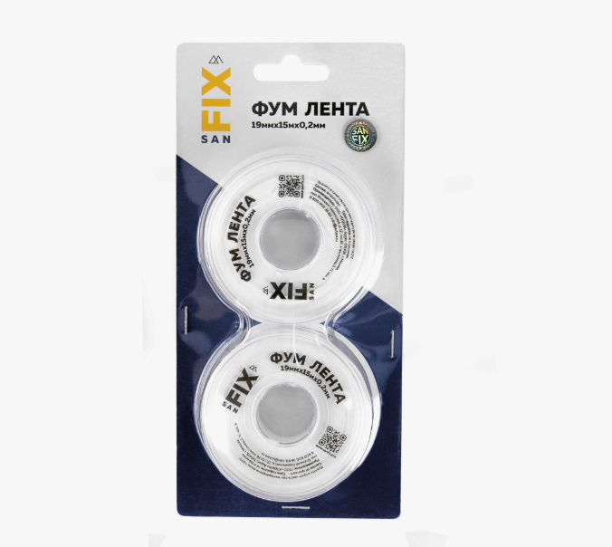 ФУМ-лента 19х0,2х15000х0,3г/см3, 76/25 мм, SANFIX (уп/2шт)