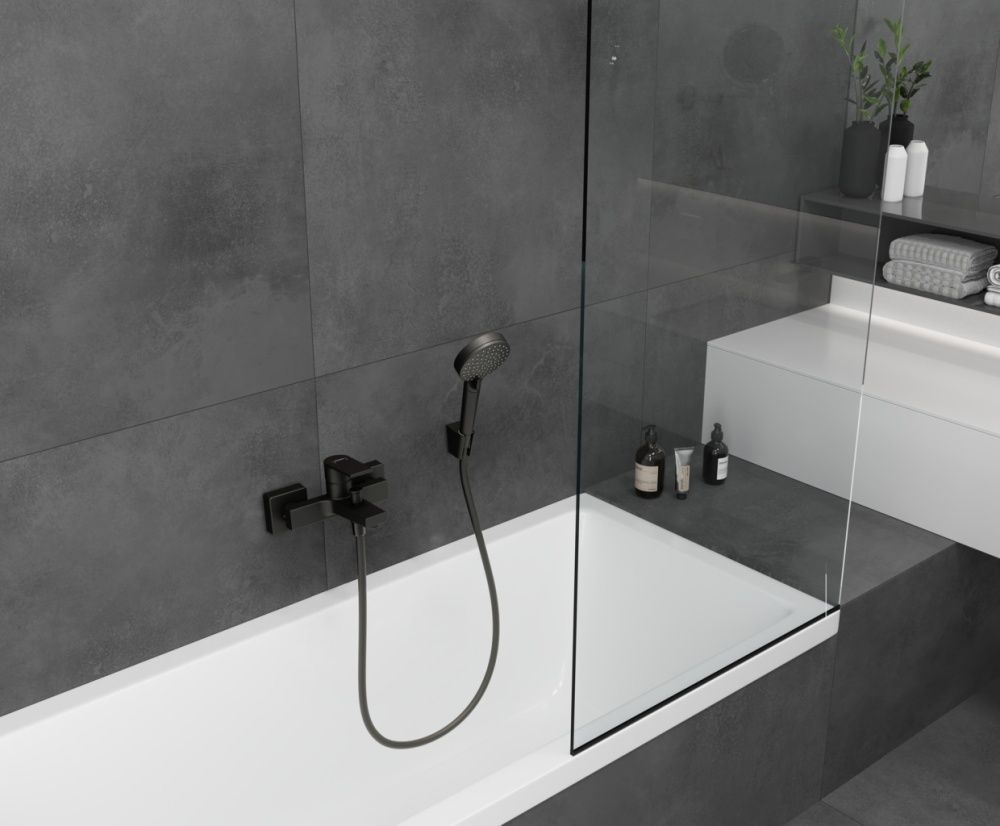 Смеситель д/ван. Vernis Shape BM, однорычажный,черный матовый HANSGROHE
