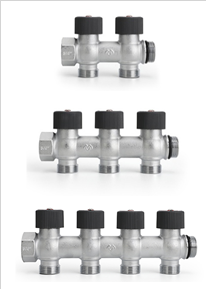 Коллектор с клапанами VMMM03 1'' 2 выхода 3/4 Ек хром Varmega