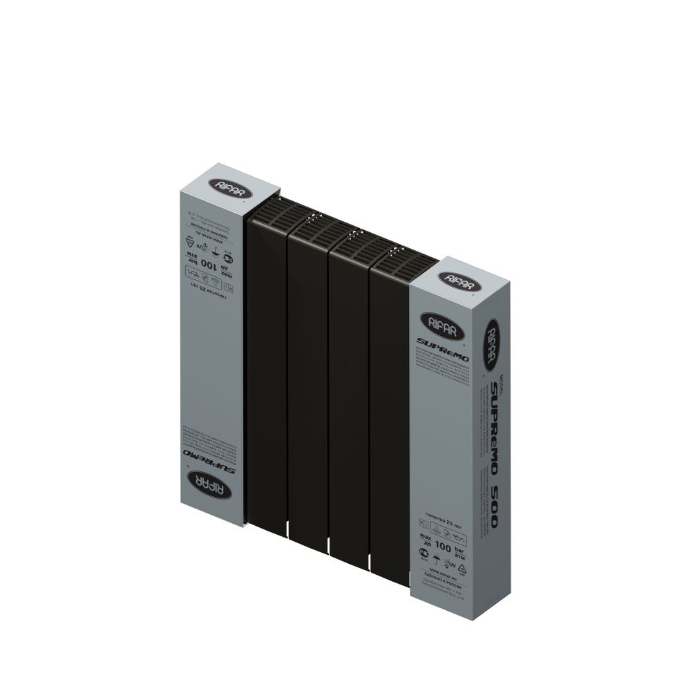 Радиатор биметаллический SUPReMO 500/90 (202Вт)  6 секций боковое подкл. Rifar Антрацит