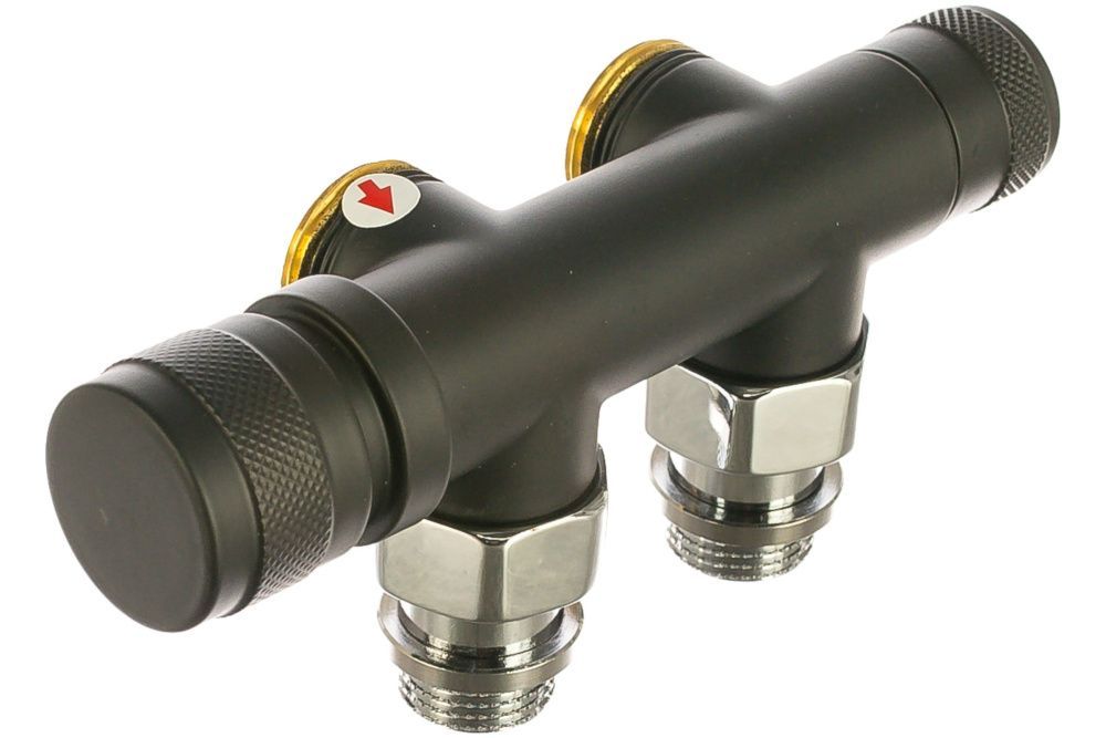 Узел нижнего подключения угловой 1/2"х3/4"Е Черный матовый (правый) SR Rubinetterie