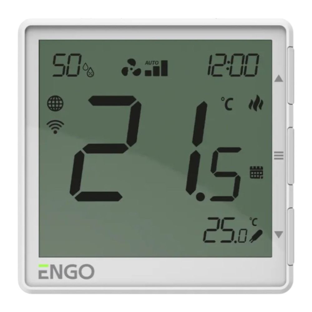 Терморегулятор WiFi с регулировкой скорости вентилятора для конвекторов проводной 220В, белый ENGO 