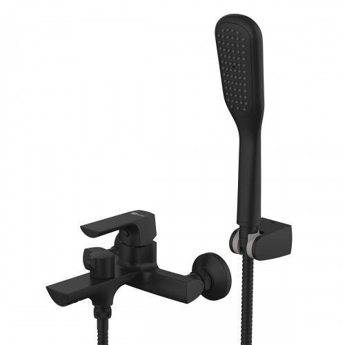 Смеситель для ванны URSUS (с лейкой и шлангом) черный матовый LEMARK