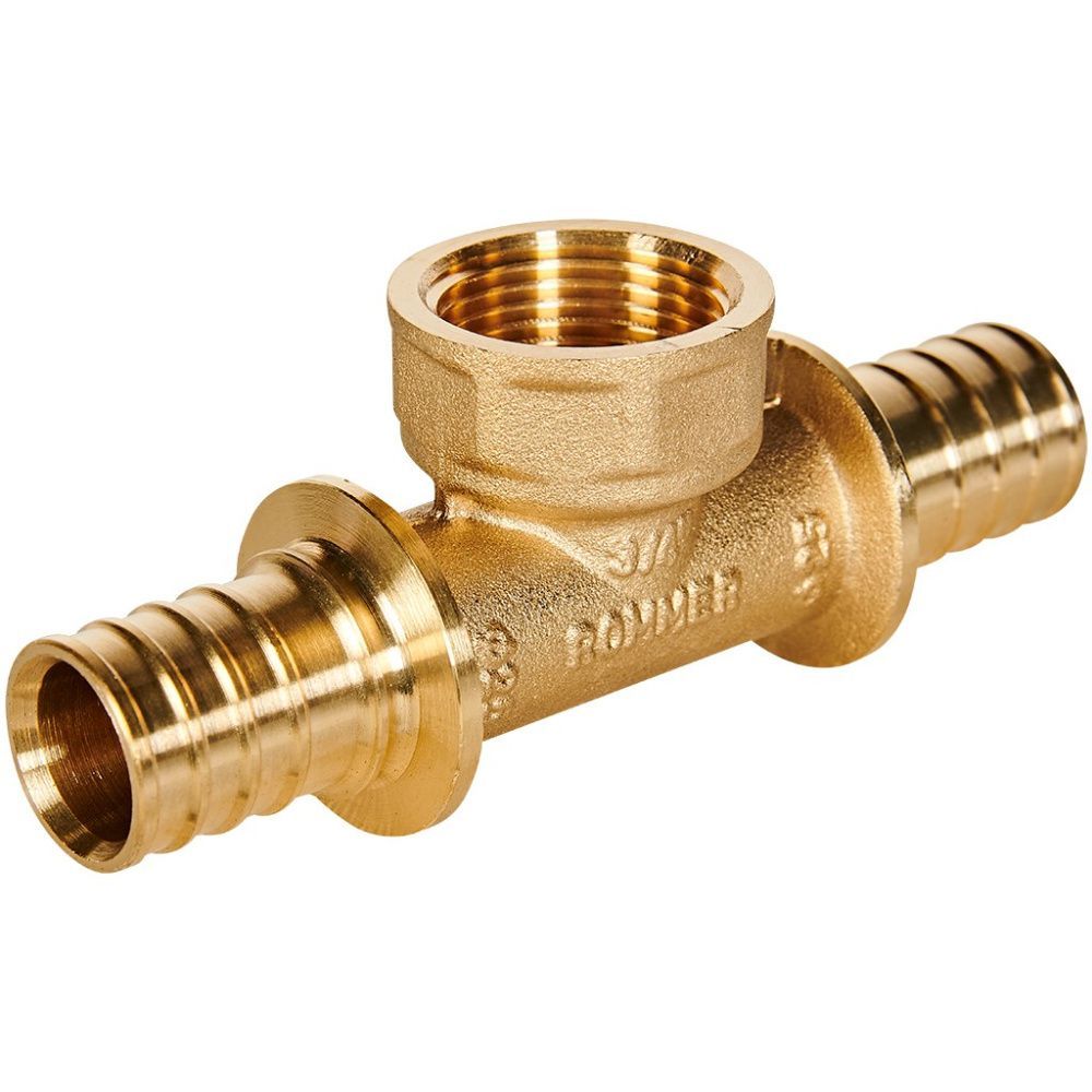 Тройник с переходом на резьбу ВР 25-3/4-25 латунь Rommer