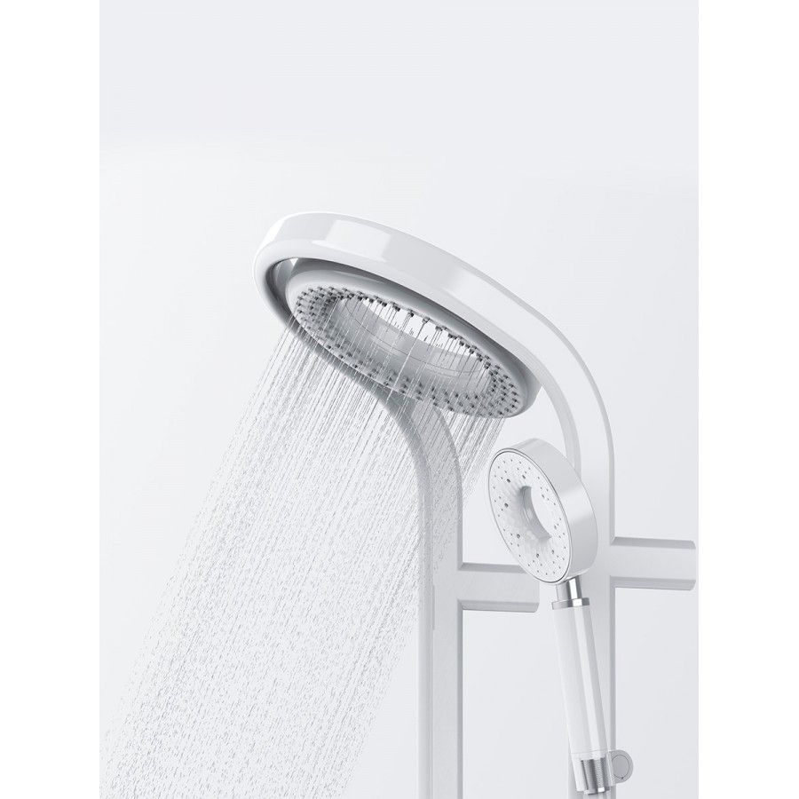 Система душевая с термостатом и изливом, тропический душ 210мм, белый, AQM