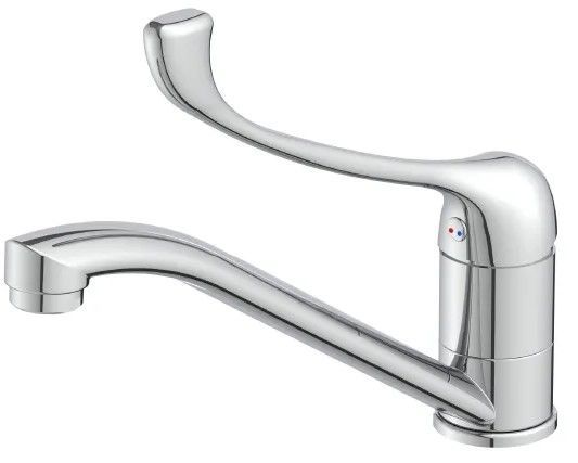 Смеситель для кухни/умывальника с локтевой рукояткой, хром, хром, LEMARK