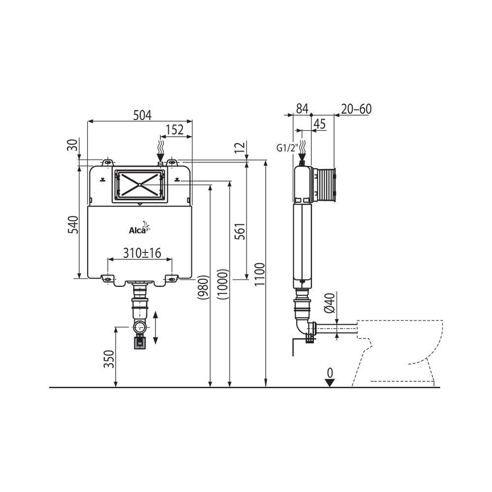 Бачок для унитаза для замуровывания в стену Basicmodul Slim, Alca Plast