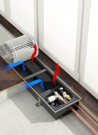  Конвектор Varmann Ntherm N 370.090.1000, шириной 370 мм, высотой 090 мм, длиной 1000 мм, решетка роликовая из алюминия, анодированная в цвет светлой бронзы, декоративная рамка из U-образного профиля