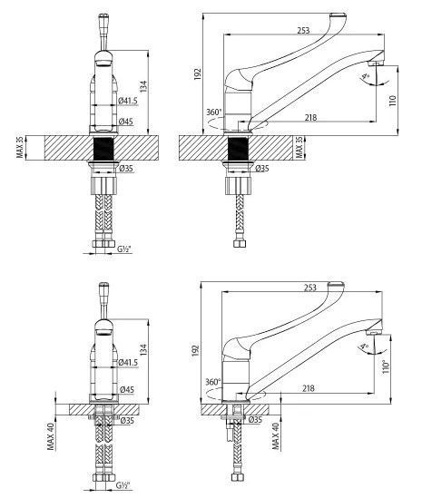 Смеситель для кухни/умывальника с локтевой рукояткой, хром, хром, LEMARK
