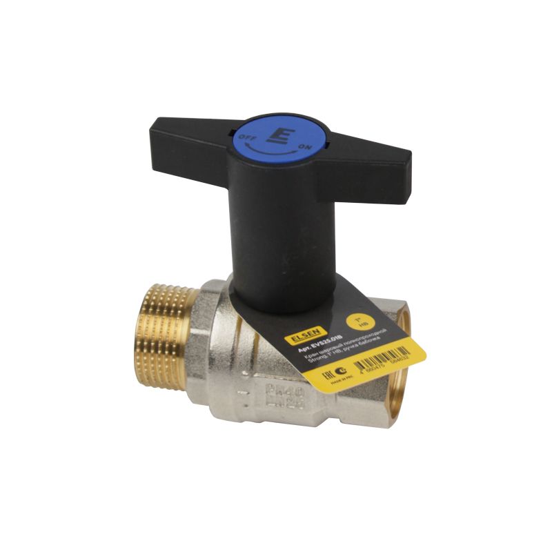 Кран шаровой Strong, полнопроходной, 1/2", НВ, ручка из полимера ELSEN