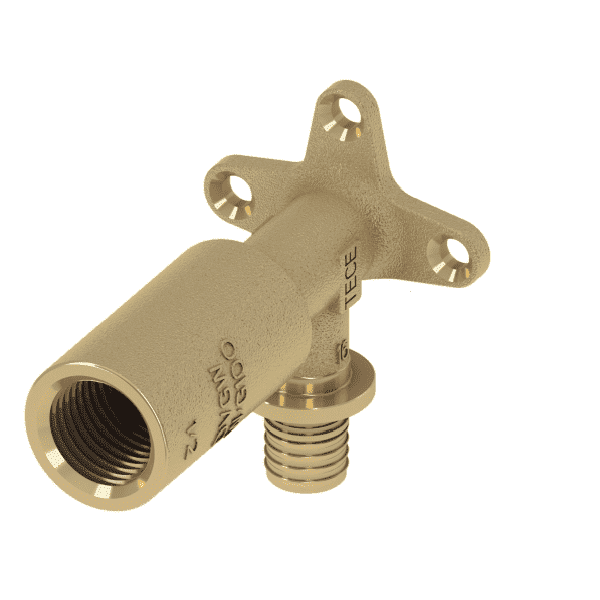 Уголок настенный с креплением удлиненный ВР  16х 1/2" латунь TECE