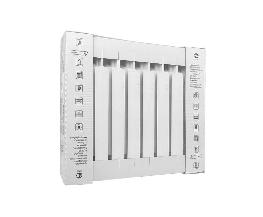 Радиатор биметаллический 500/90 мм 8 секций нижнее подключение справа Теплоприбор