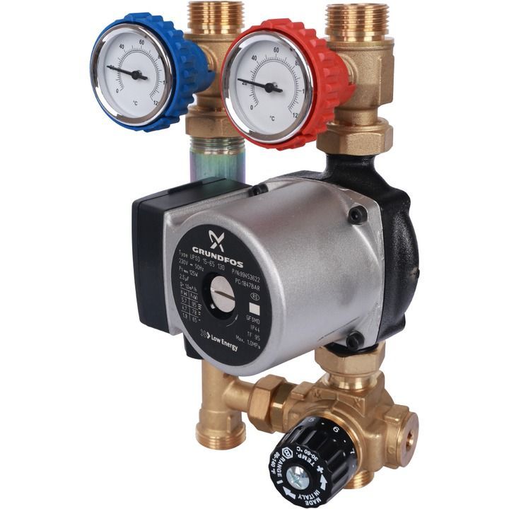 Насосно-смесительный узел с термостатическим клапаном 3/4" Grundfos UPSO 15-65 130 STOUT