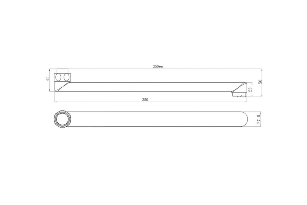 Излив плоский для универсального смесителя в сборе, длина 350мм, Lemark