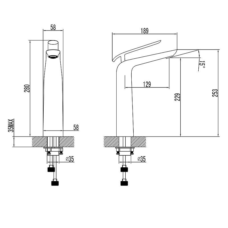 Смеситель для умывальника MELANGE, монолитный, высокий, хром/белый, LEMARK