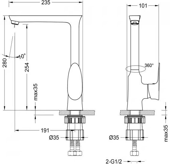 Смеситель для кухни NERO с высоким поворотным изливом, хром, Lemark