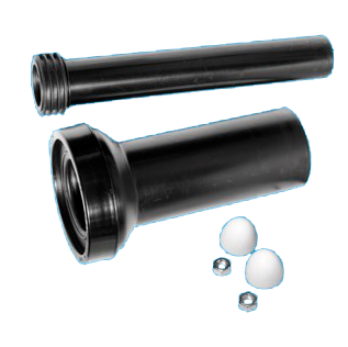 Переход с манжетой (L304,вх.45,вых.59) д/инстал. (крепеж, заглушка, фан.тр L265,Дн90) черн. McAlpine