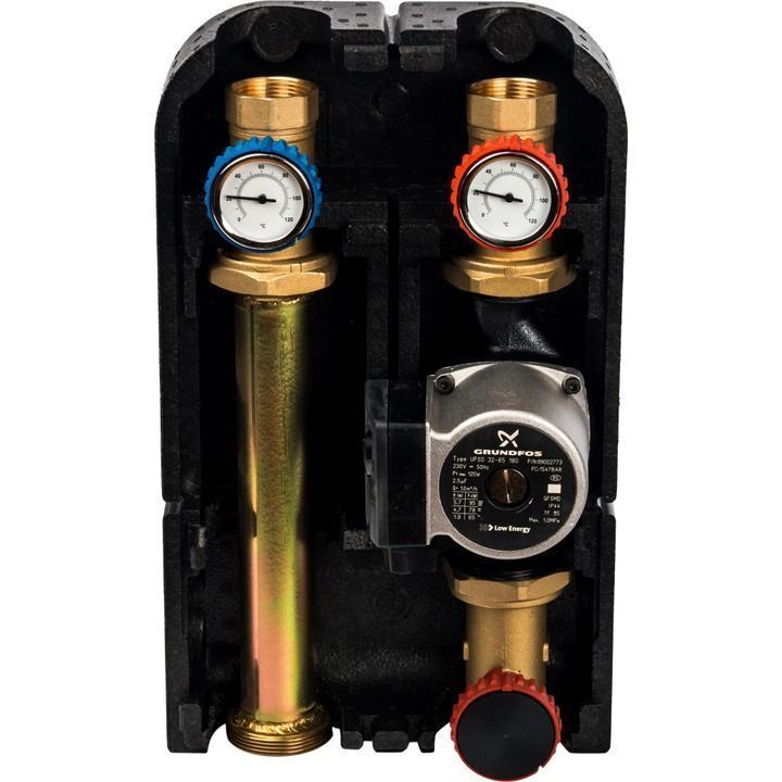 Насосная группа с прямым контуром 1 1/4" с насосом Grundfos UPSO 32-65 в теплоизоляции DN 32 STOUT