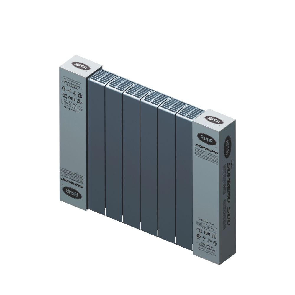 Радиатор биметаллический SUPReMO 500/90 (202Вт)  8 секций боковое подкл. Rifar ТИТАН