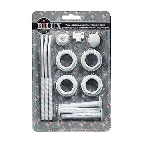 Комплект универсальный для монтажа радиатора 3/4" + 3 кроншт. с рез. покр. Bilux