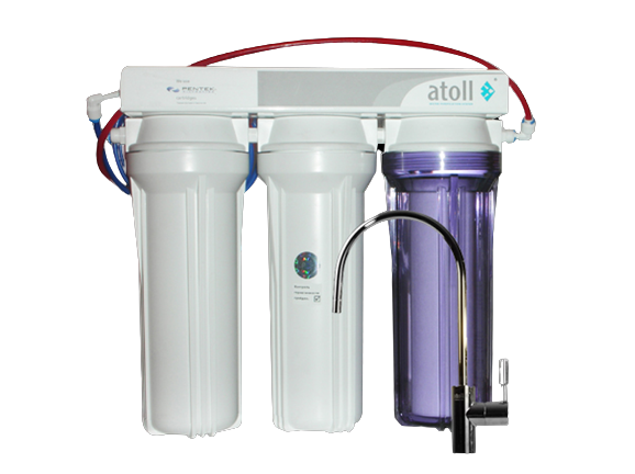 Фильтр Атолл А-313 Е Lux (D-30 STD) трехступенчатый под кухонную мойку с краном 