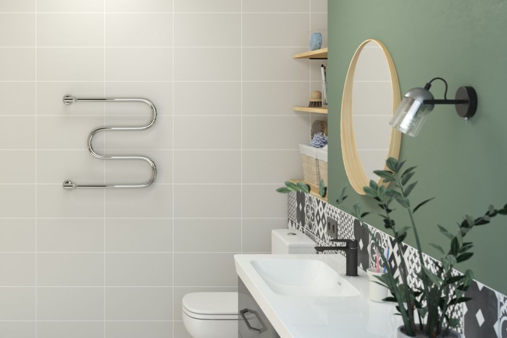 Полотенцесушитель М-образный 500х500, G 1" без кронштейна нерж. ст., полировка Стилье