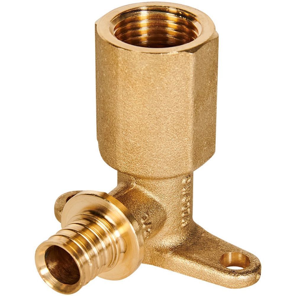 Угольник настенный с креплением 16-1/2 ВР латунь (длинный) Rommer