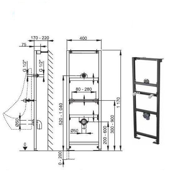 Модуль для писсуара, 1,2 м Alсa Plast